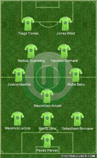 VfL Wolfsburg 3-4-1-2 football formation