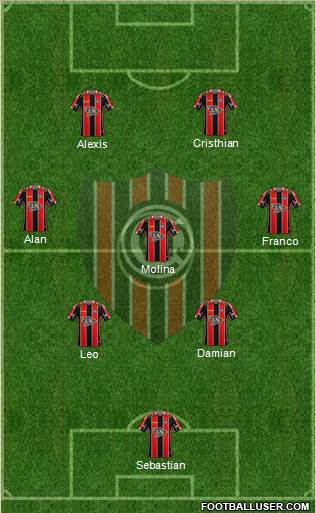 Chacarita Juniors 4-2-1-3 football formation