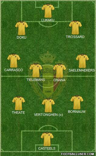 Belgium 3-4-3 football formation