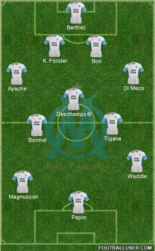 Olympique de Marseille 4-4-2 football formation