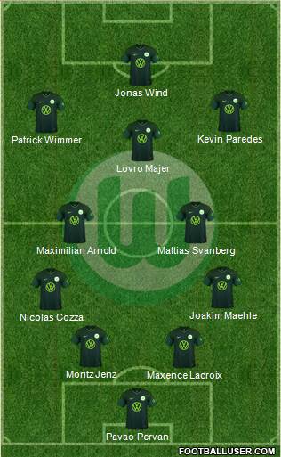 VfL Wolfsburg 4-2-3-1 football formation