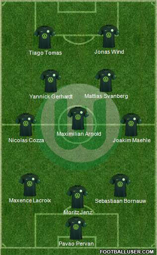 VfL Wolfsburg 3-5-2 football formation