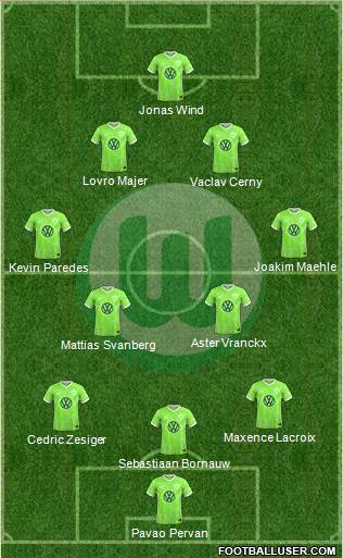 VfL Wolfsburg 3-4-3 football formation