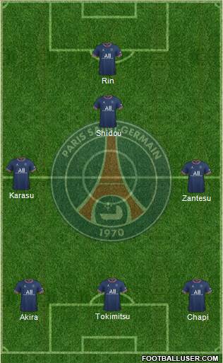 Paris Saint-Germain 3-4-2-1 football formation