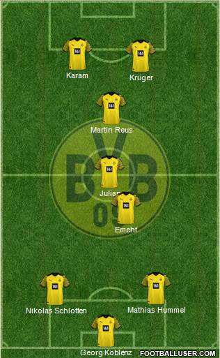 Borussia Dortmund 3-4-2-1 football formation