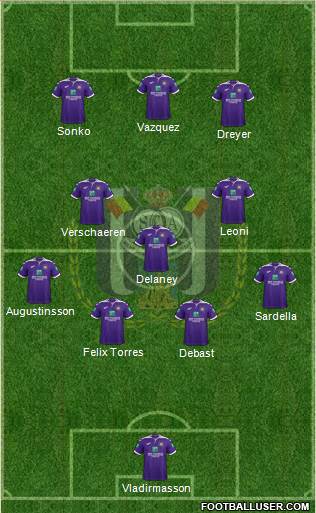 RSC Anderlecht 4-3-3 football formation