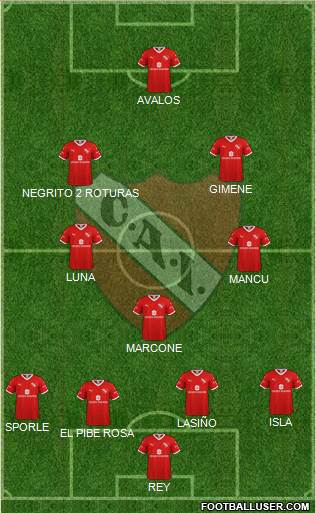 Independiente 4-3-3 football formation