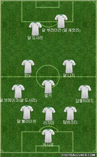 Saudi Arabia 3-5-2 football formation