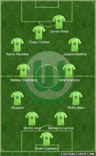 VfL Wolfsburg 4-4-2 football formation