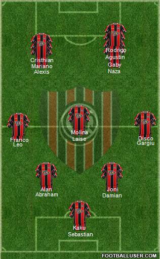 Chacarita Juniors 4-3-2-1 football formation