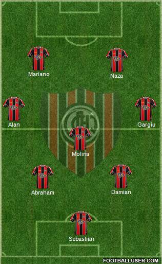 Chacarita Juniors 3-4-3 football formation