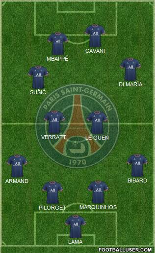 Paris Saint-Germain 4-2-2-2 football formation