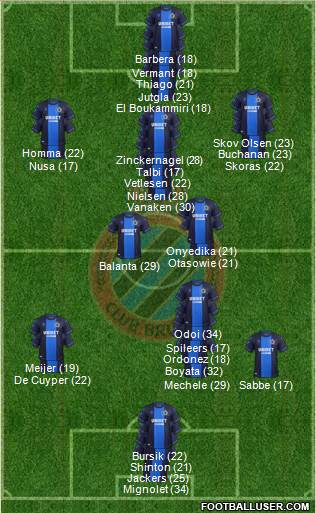 Club Brugge KV 4-1-2-3 football formation