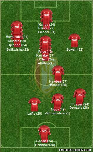 R Standard de Liège 4-1-2-3 football formation