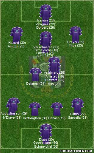 RSC Anderlecht 3-5-1-1 football formation