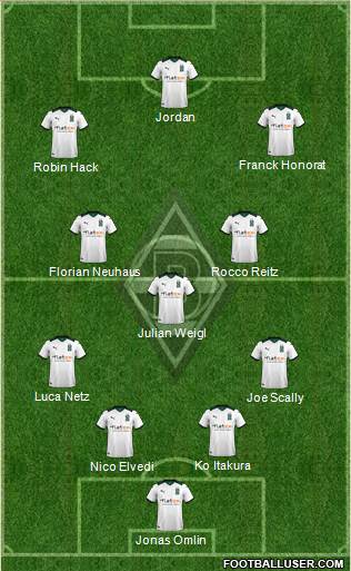 Borussia Mönchengladbach 4-1-4-1 football formation