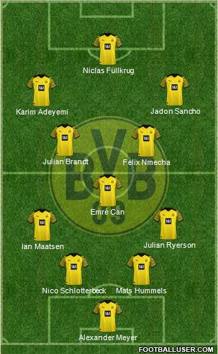 Borussia Dortmund 4-1-4-1 football formation