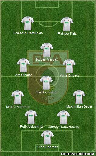 FC Augsburg 4-4-2 football formation