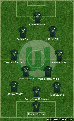 VfL Wolfsburg 3-4-3 football formation