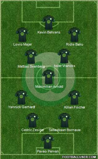 VfL Wolfsburg 4-3-3 football formation