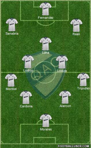 Quilmes 3-5-1-1 football formation